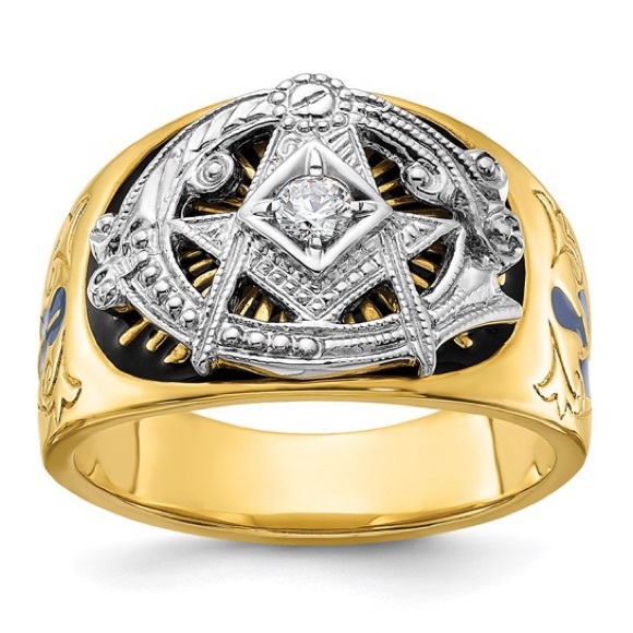 10k Gold Men's Diamond Blue Lodge Masonic Ring: A Symbol of Brotherhood - Picture 2 of 8
